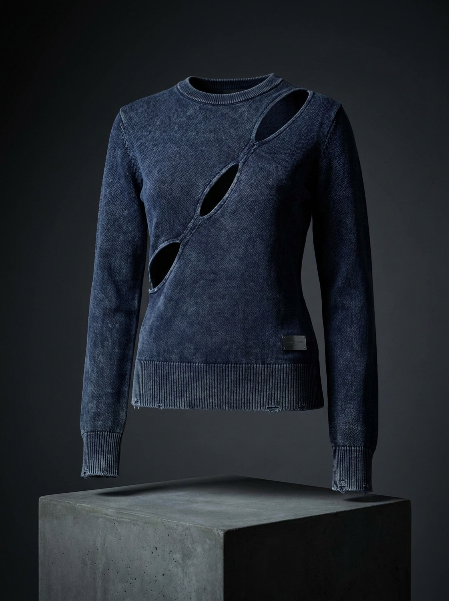 1DR Cutout Knit, Washed Indigo