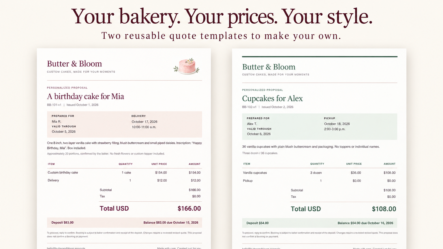 Cake Quote Kit