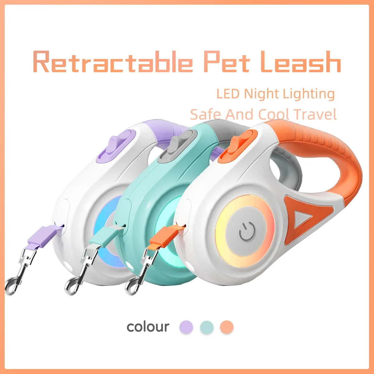 LED Flashlight Retractable Dog Leash