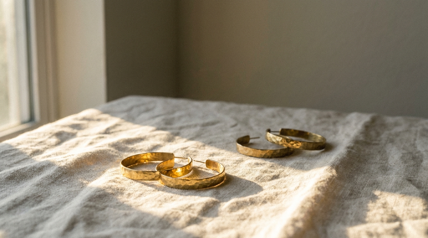 Hammered Brass Hoops