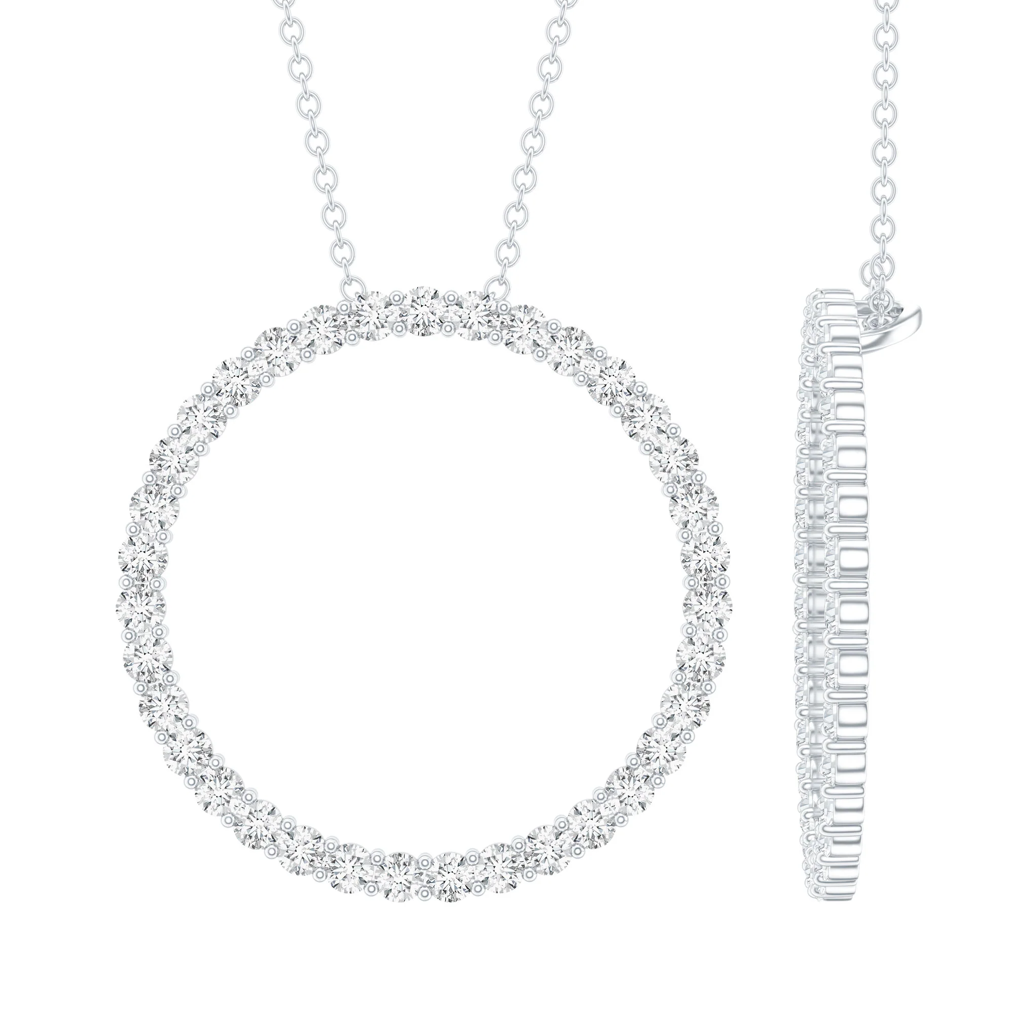 Lab Grown Diamond Eternity Necklace 925 Sterling Silver