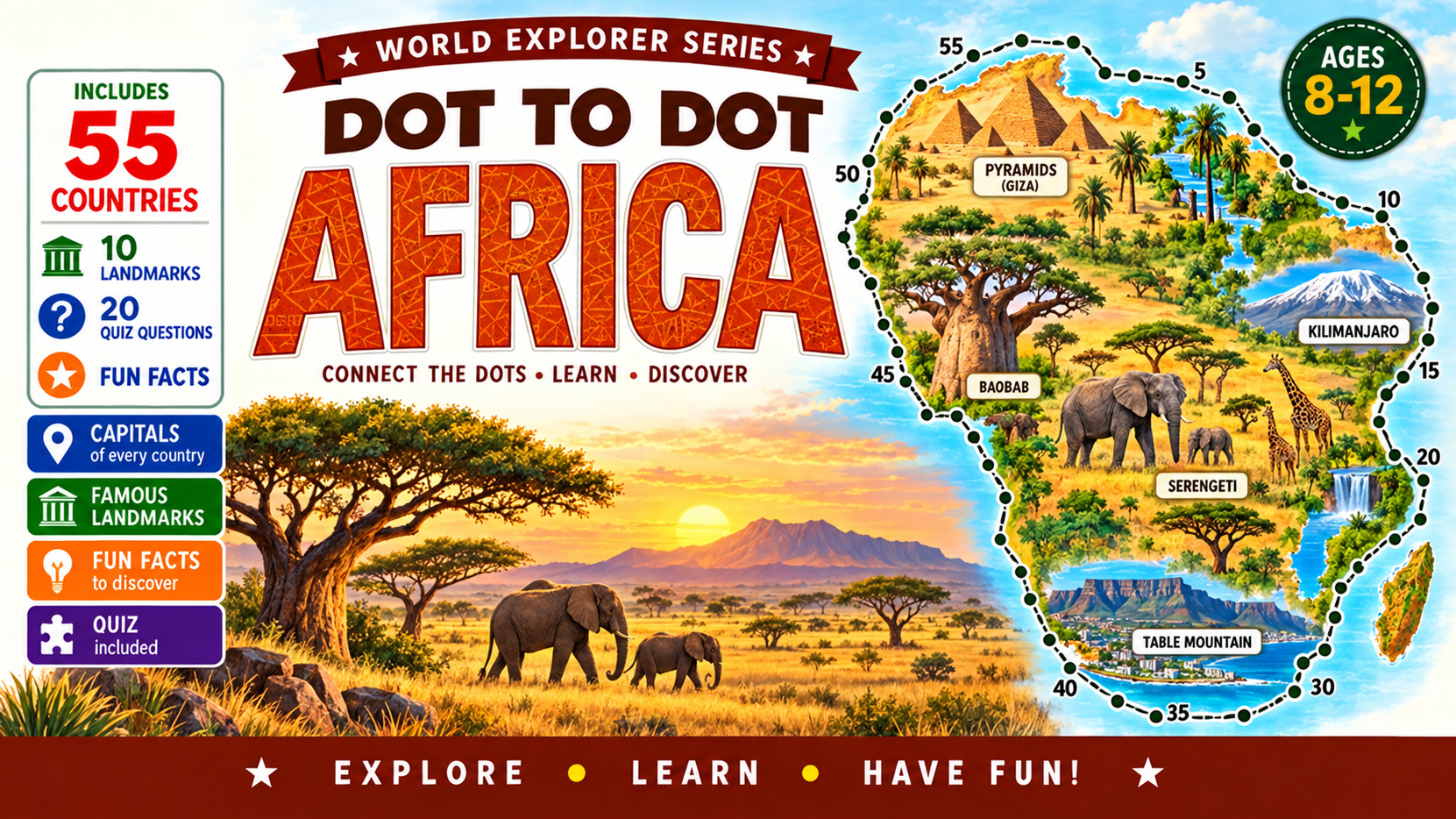 Dot to Dot Africa for Kids Ages 8–12