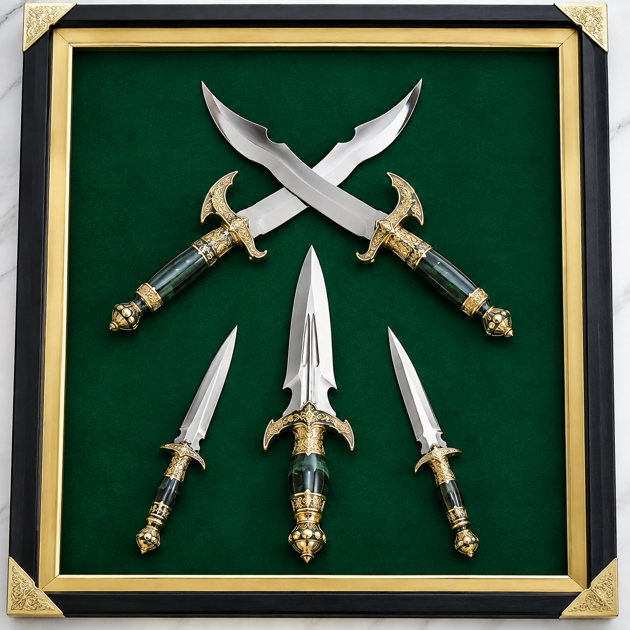Royal Ornamental Dagger Display Set handmade in Wazirabad, Punjab, Pakistan