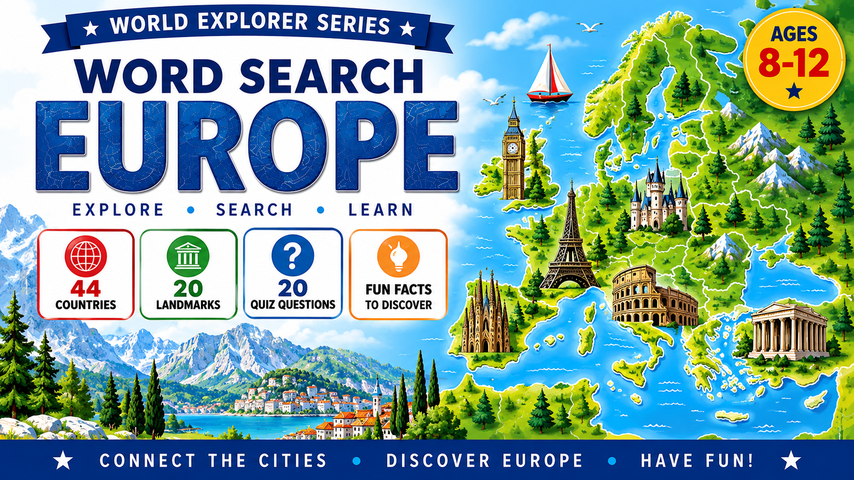 Dot to Dot Europe for Kids Ages 8–12