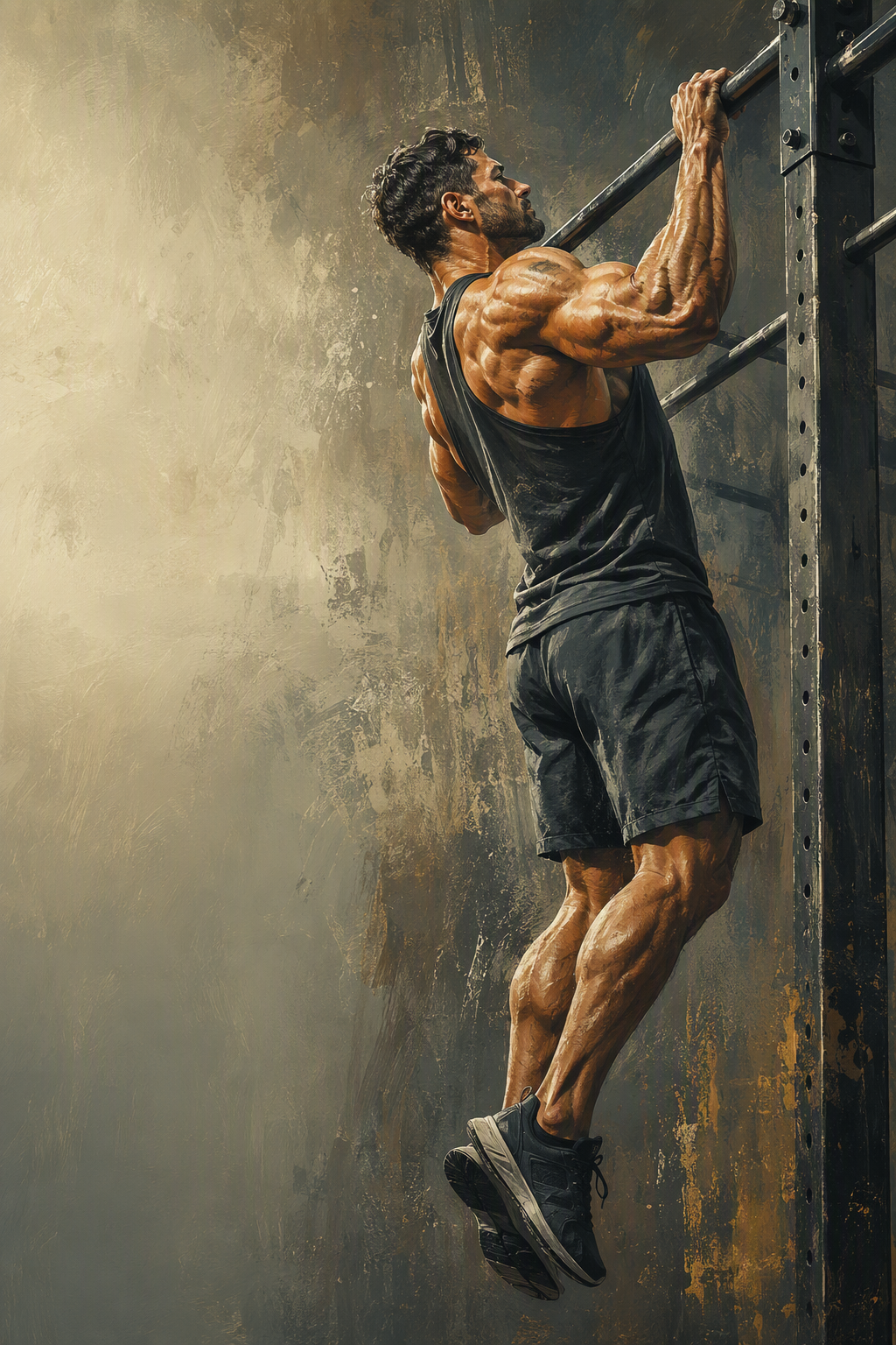 Muscular Adults Performing Controlled Pull Ups Without Failed Progressions