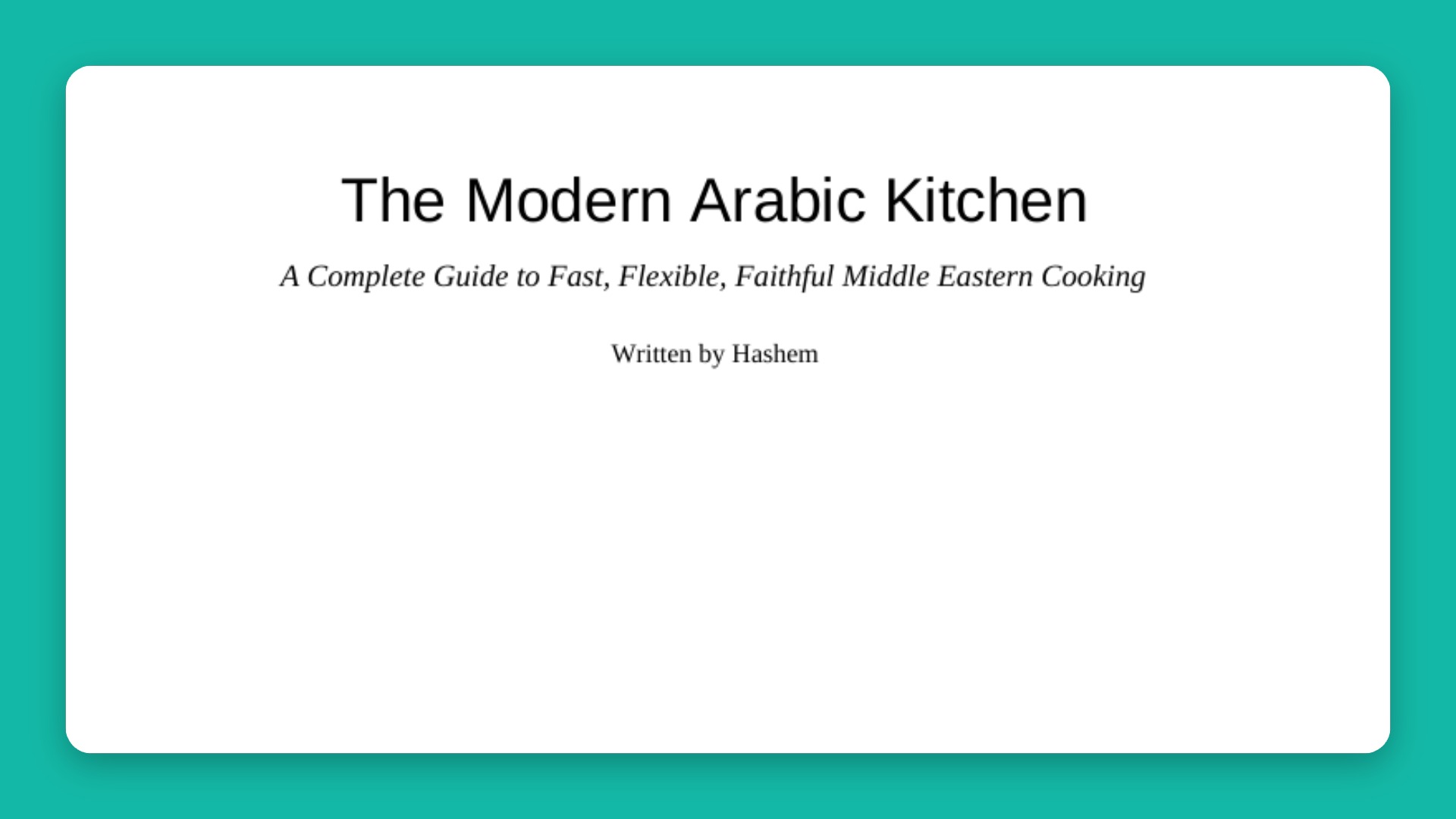 The Modern Arabic Kitchen