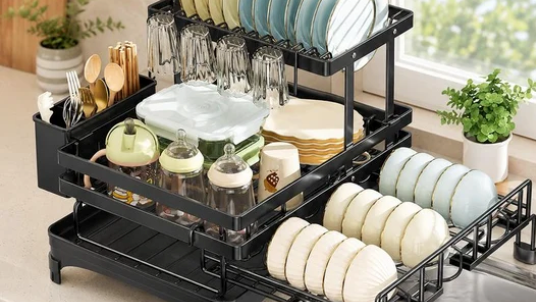2-Tier Self-Draining Dish Rack 