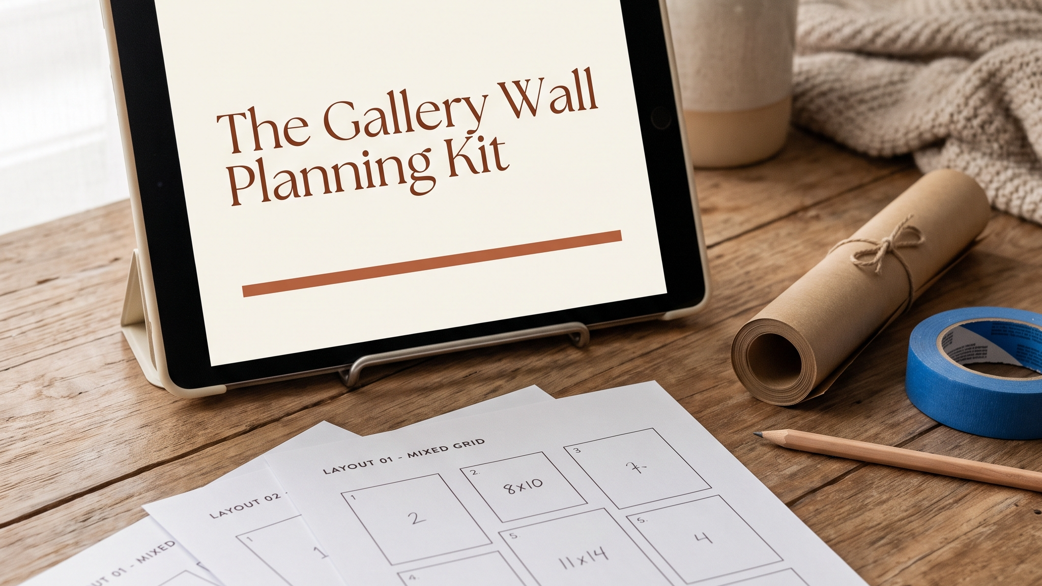 The Gallery Wall Planning Kit — 8 To-Scale Layout Templates + No-Nail-Holes Meth