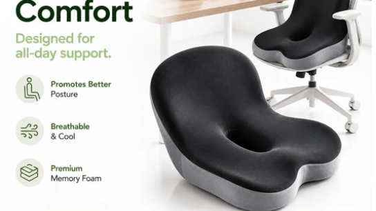 All-In-One Seat Cushion With Built-In Back Support 