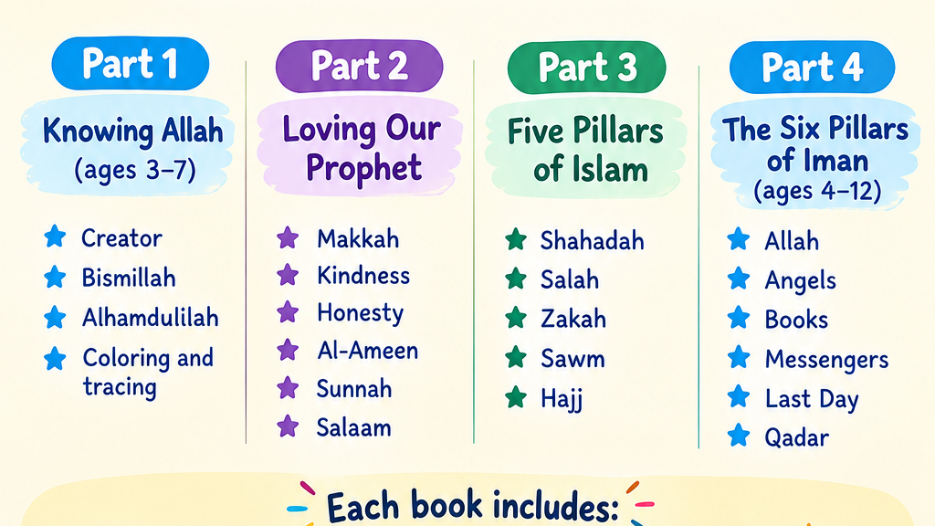 Islamic Activity Books for Kids — Complete 4-Book Printable Series