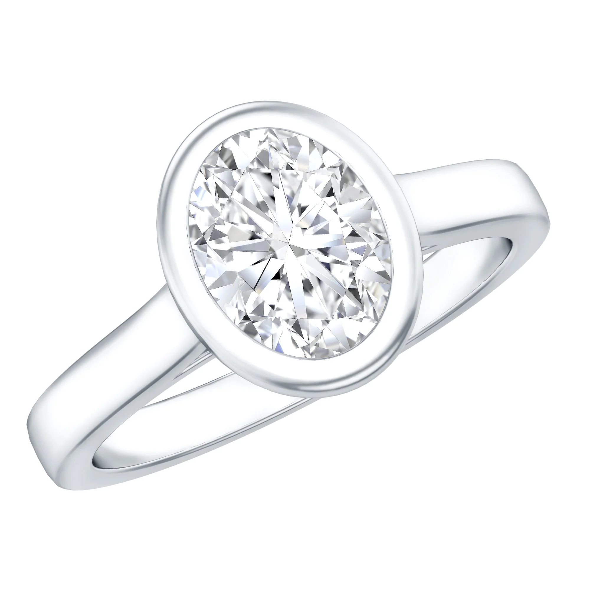 Lab Grown Diamond Bezel Set Engagement Ring 925 Sterling Silver