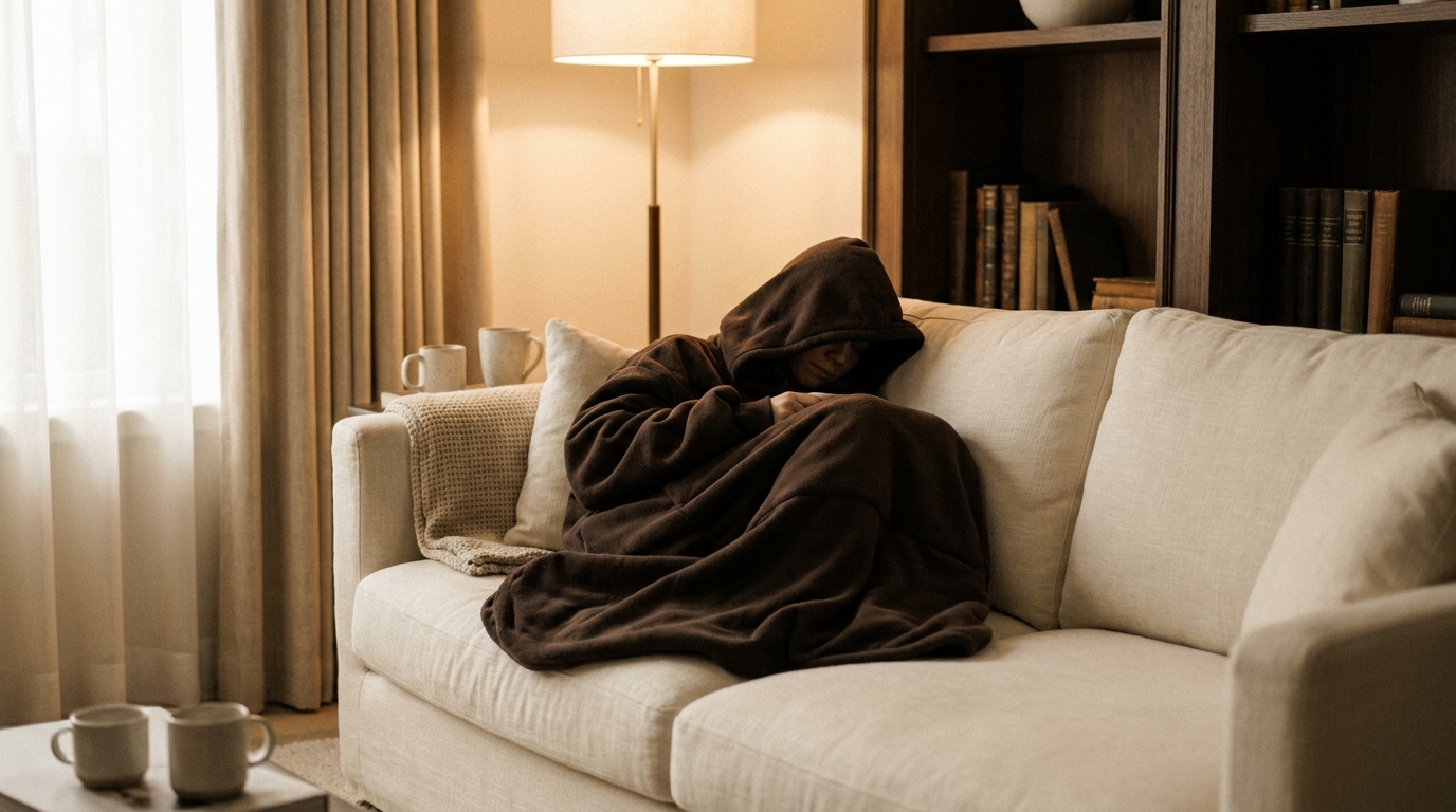 Heated Wearable Blanket with Sleeves & Hood