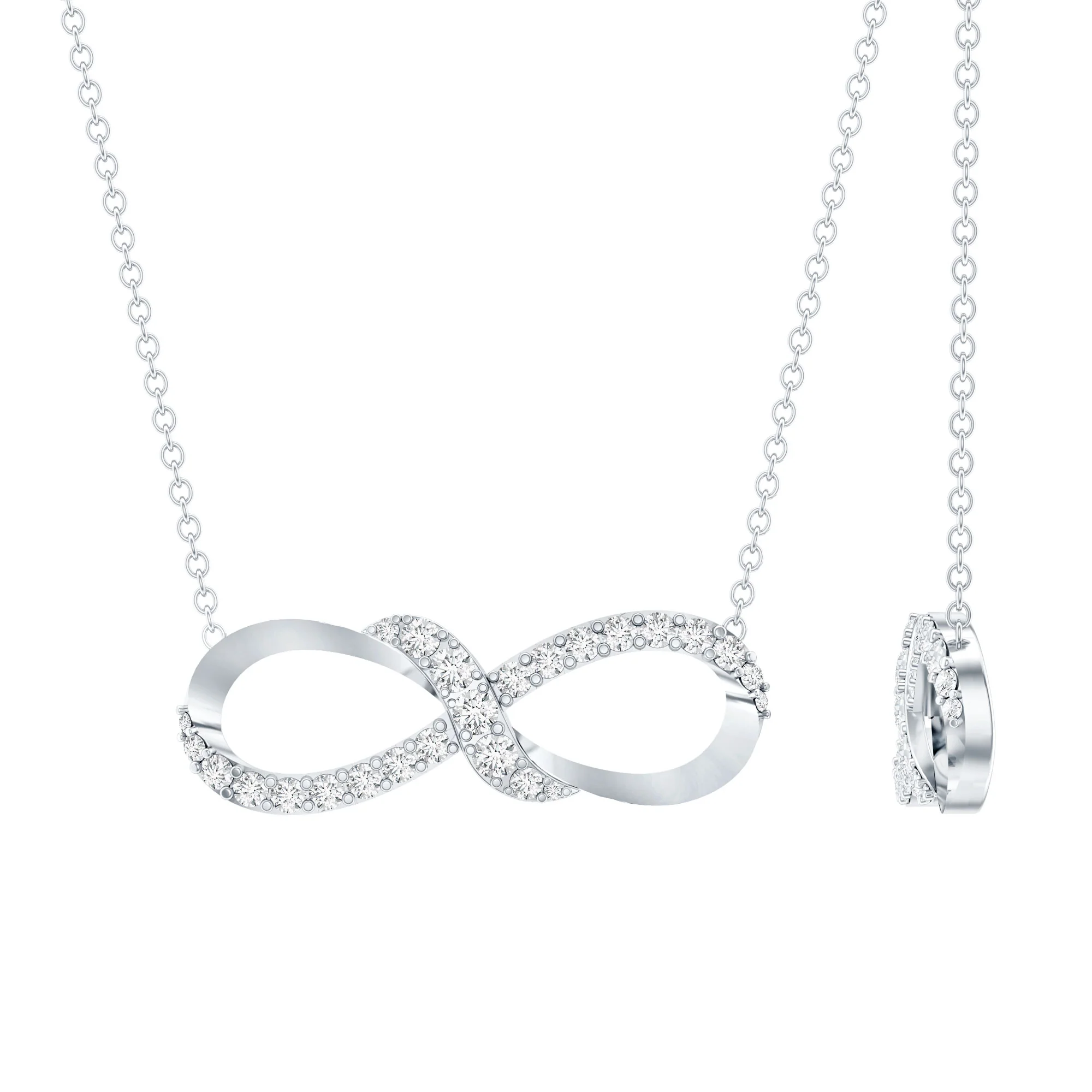 Lab Grown Diamond Forever Symbol Necklace 925 Sterling Silver