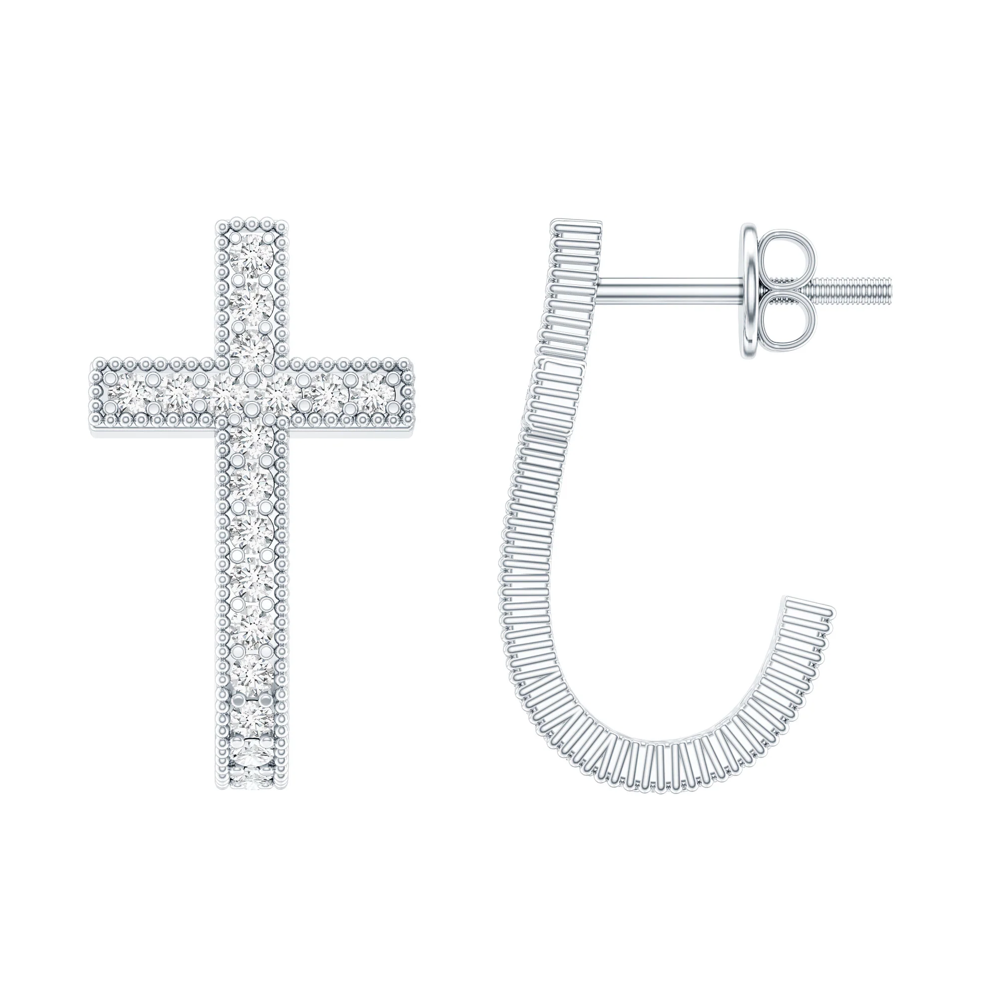 Lab Grown Diamond Catholic Cross Earrings 925 Sterling Silver