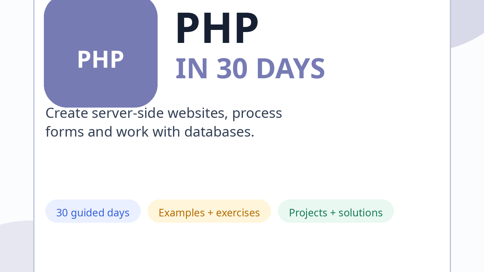 PHP in 30 Days
