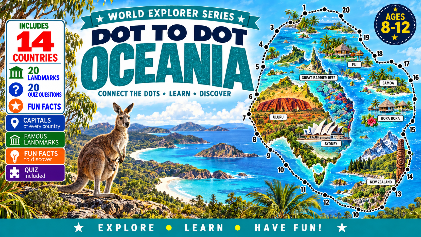 Dot to Dot Oceania for Kids Ages 8–12