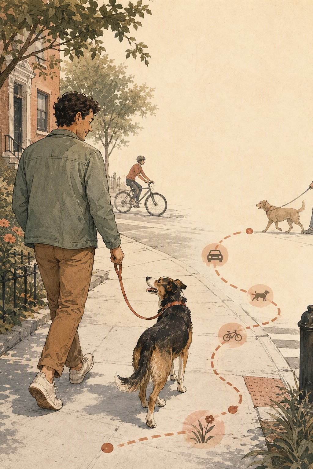 First Time Dog Owners Walking Calmly Without Leash Pulling