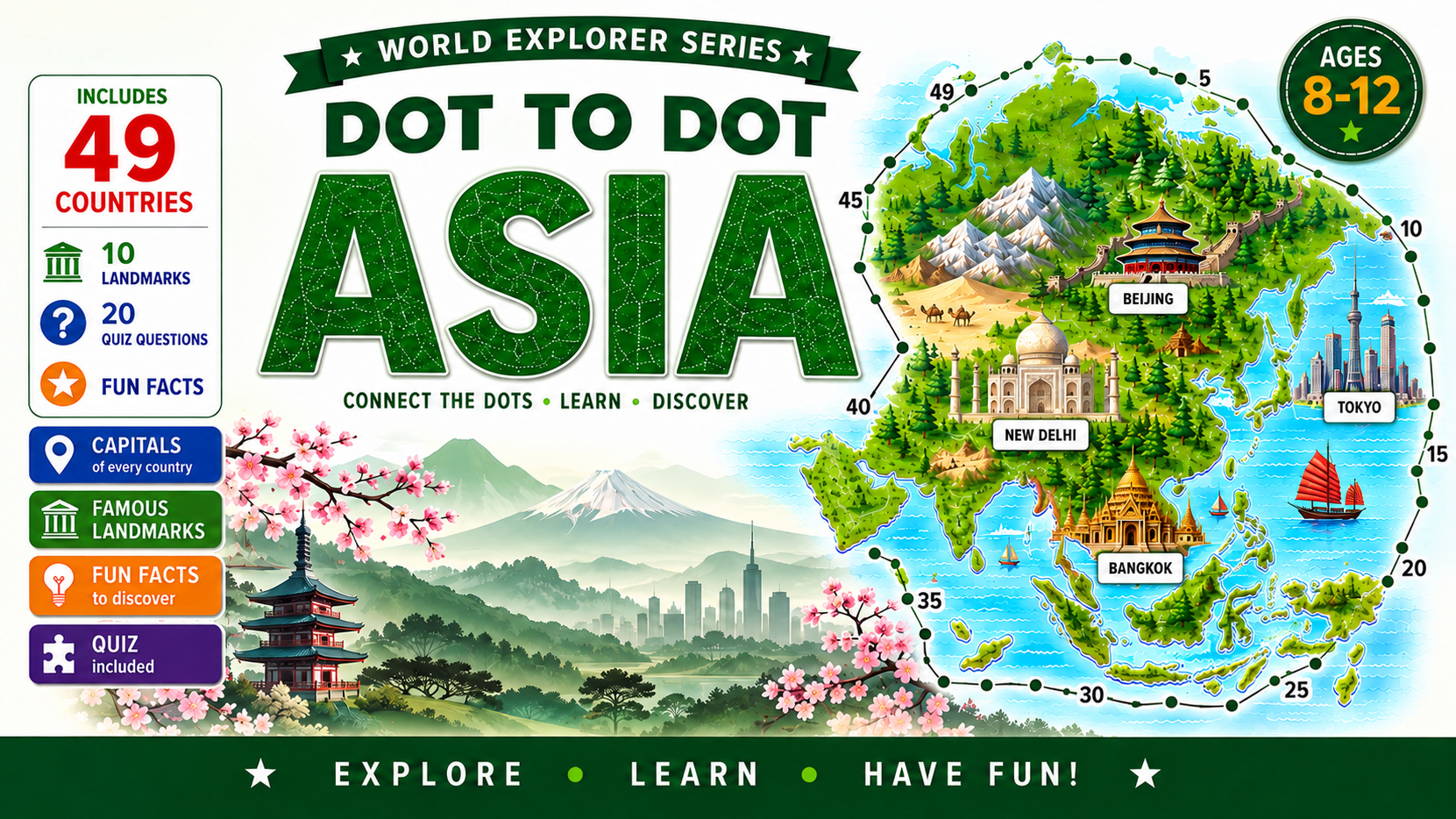 Dot to Dot Asia for Kids Ages 8–12