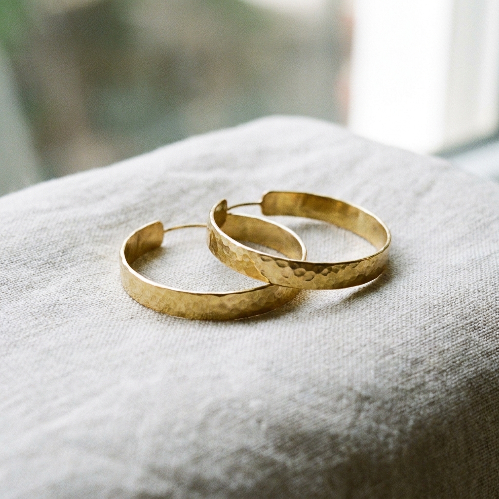 Hammered Brass Hoops