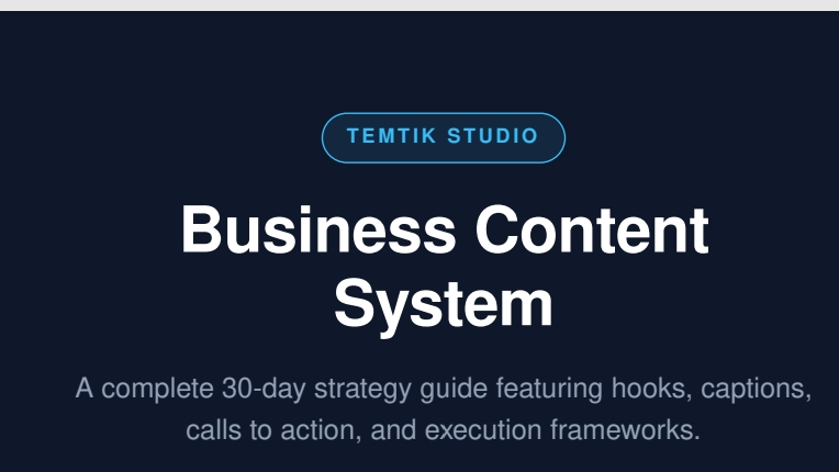 30 days of ready-to-use content, captions, and hooks for your Business 