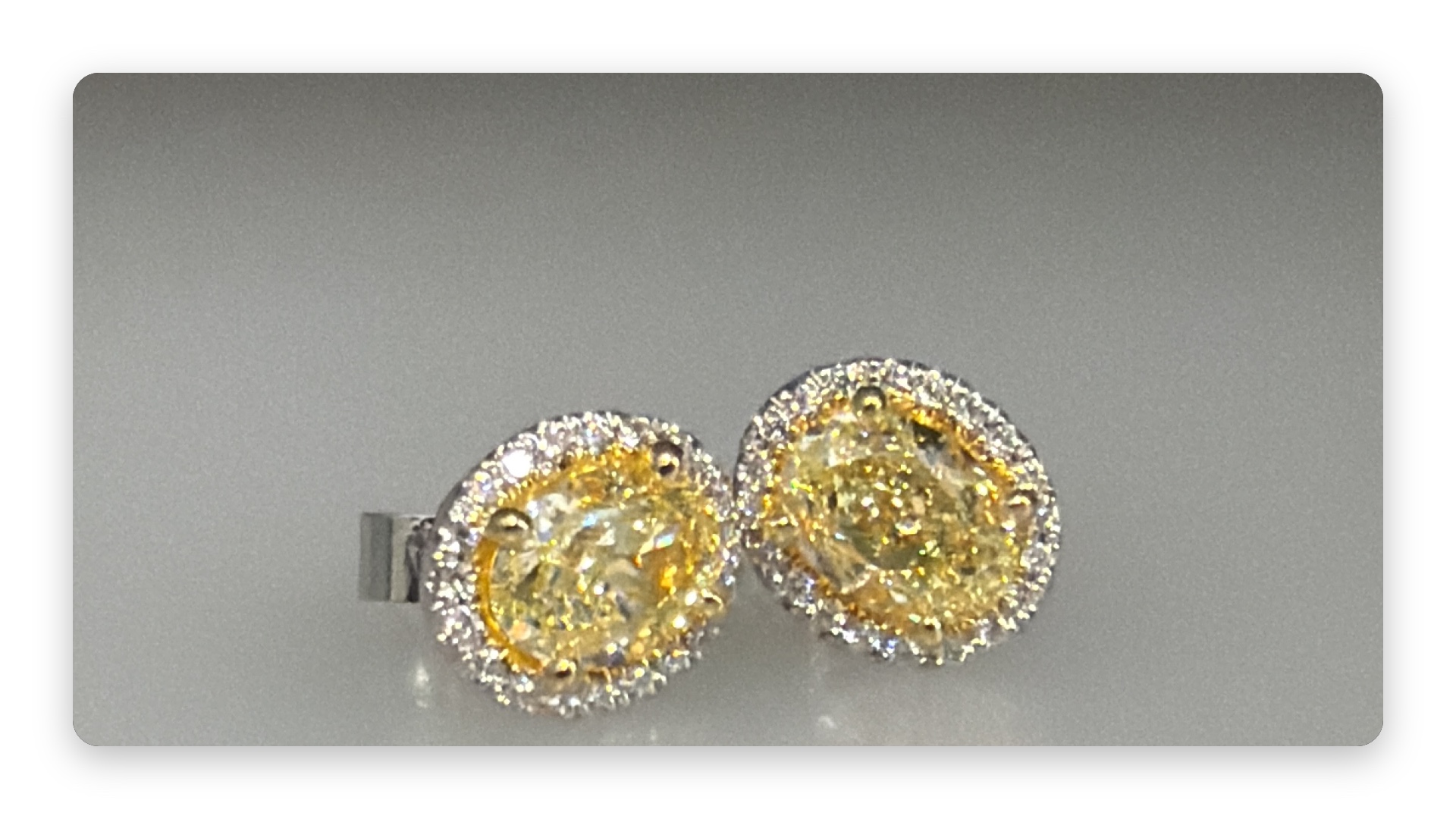 Oval Fancy Yellow Diamond Earrings 18K Gold