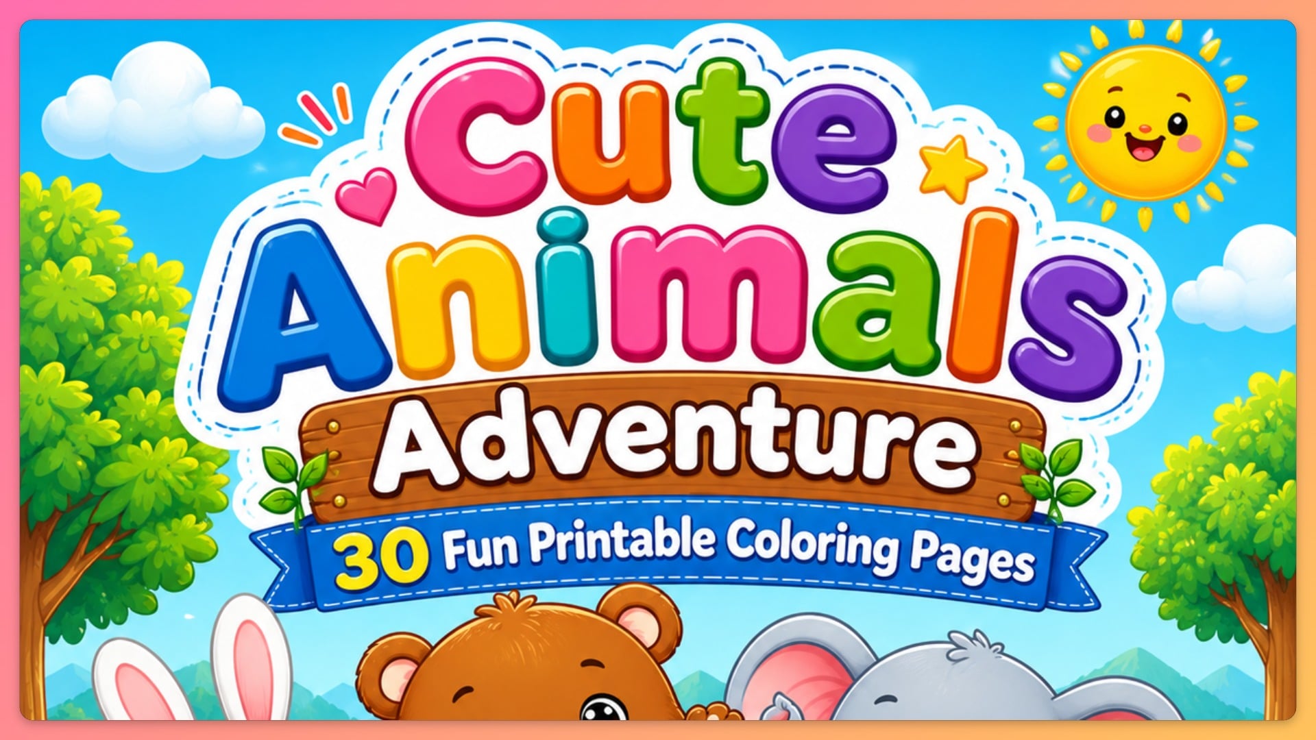 Cute Animals Adventure Coloring Book