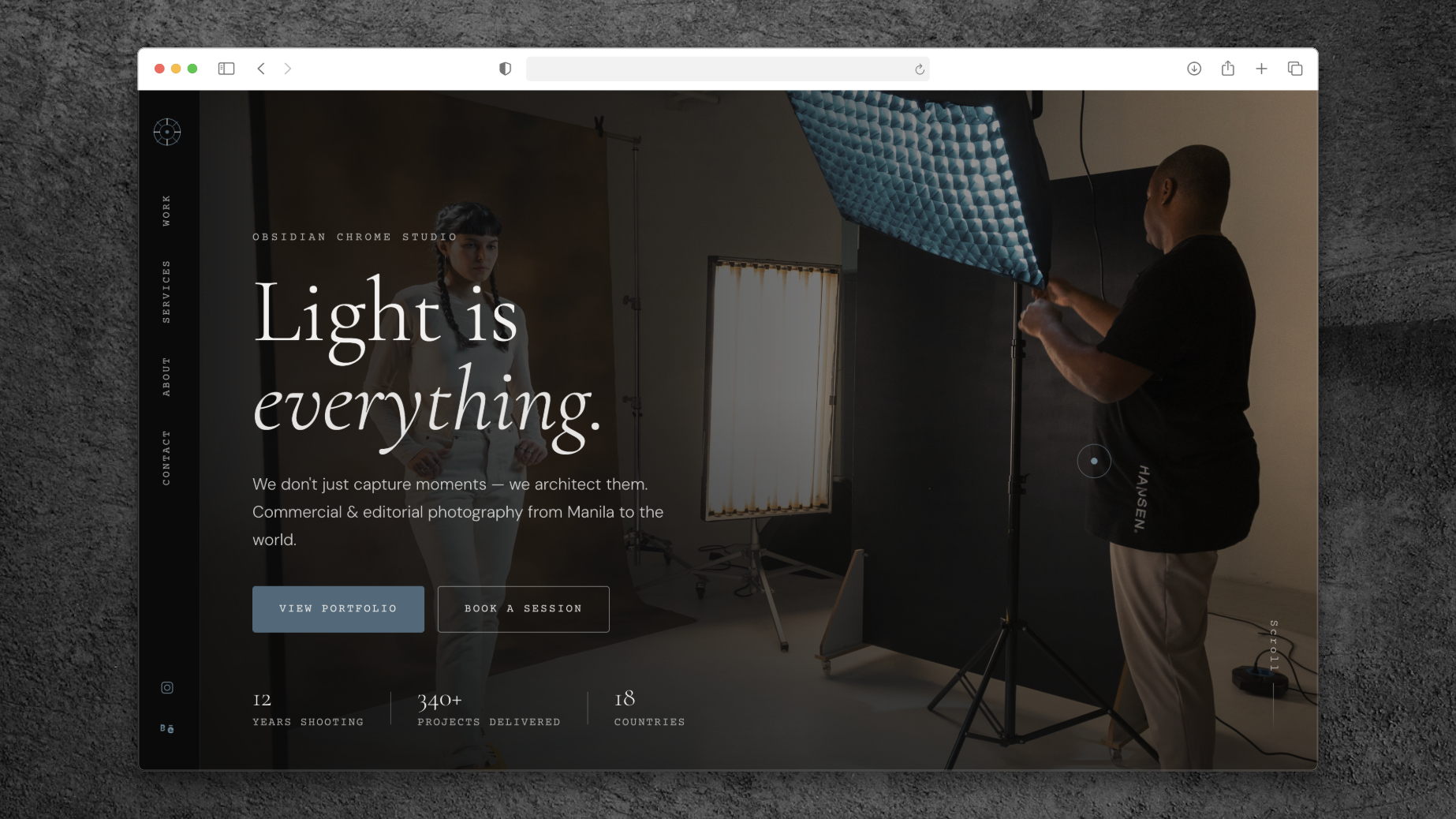 Obsidian Chrome — Luxury Photography Studio Website Template