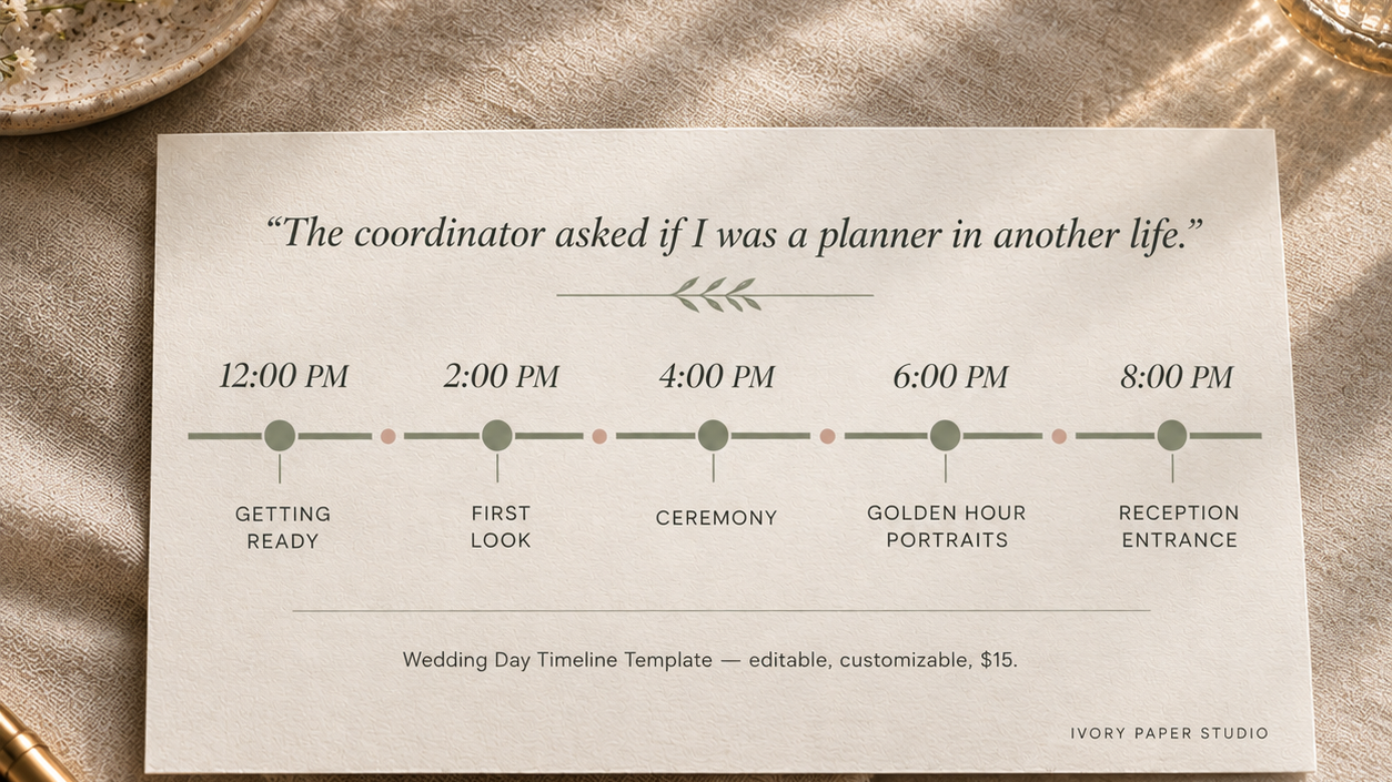 Wedding Day Timeline Template