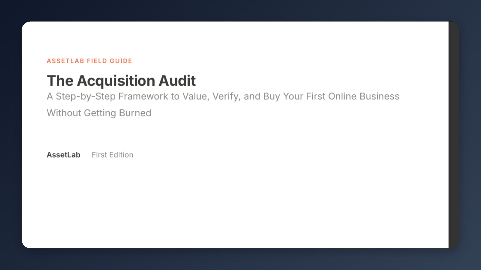 The Acquisition Audit