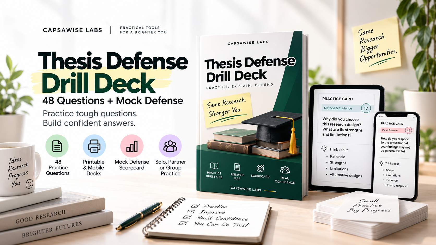 Thesis Defense Drill Deck: 48 Questions + Mock Defense