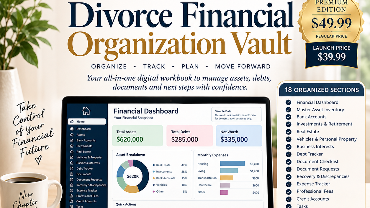 Divorce Financial Organization Vault — Complete Financial Command Center