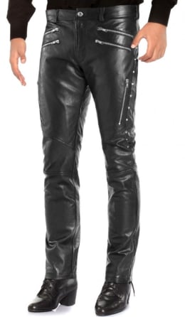 Black Leather Pants With Studs For Men