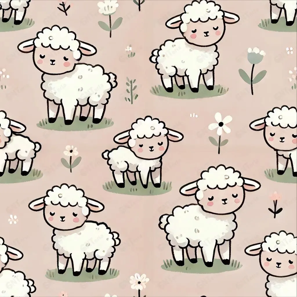 Farm Animal Sheep Seamless Pattern Digital File for Fabric Printing Sewing and…