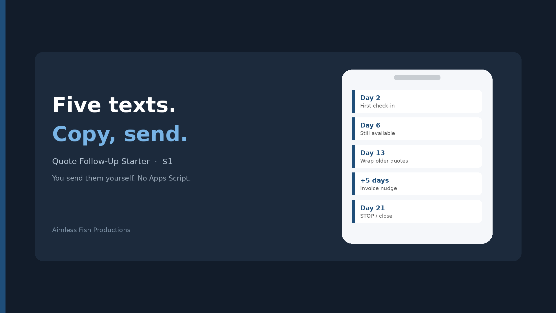 Quote Follow-Up Starter — 5 SMS Texts for Local Services
