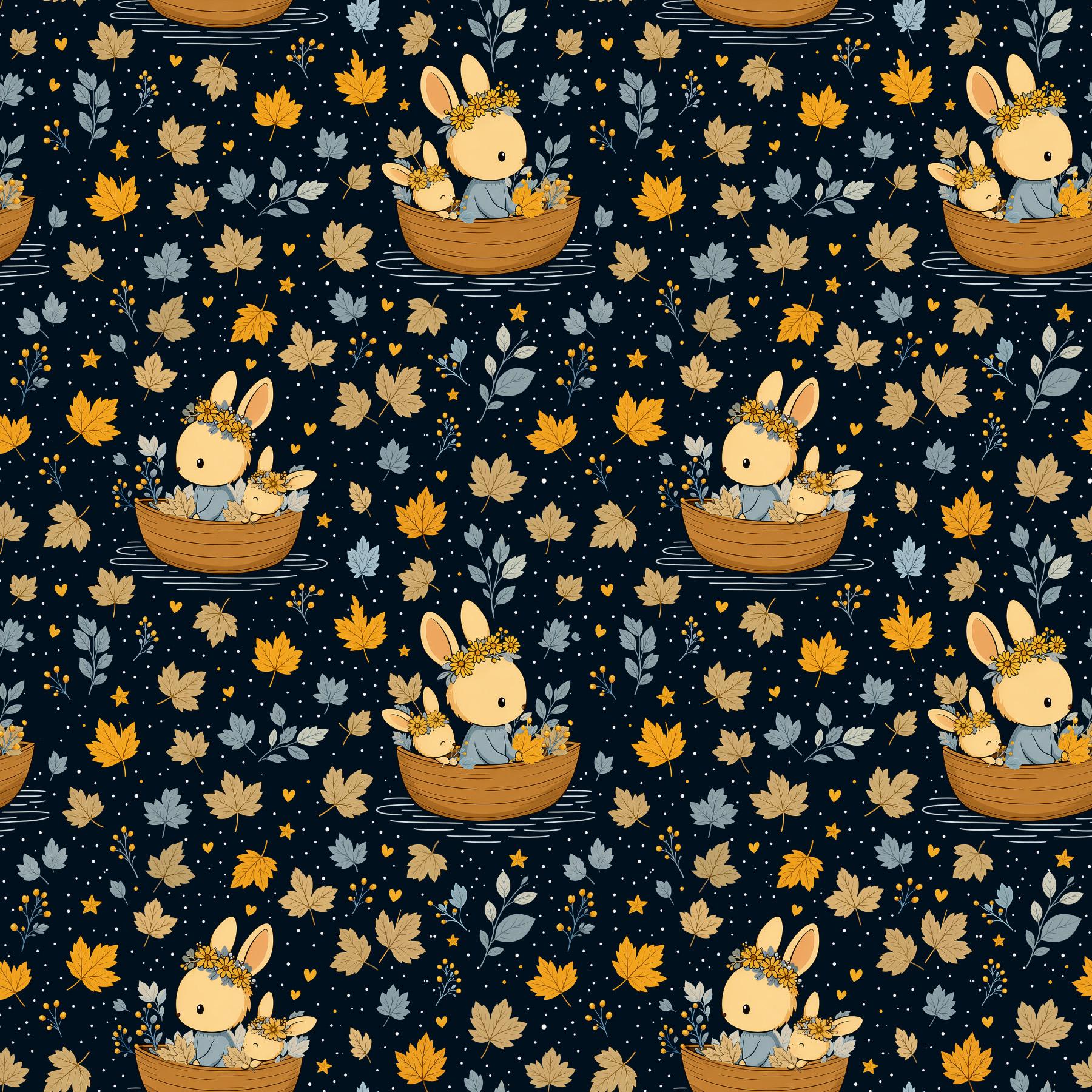 Woodland Autumn Sailing Bunnies Seamless Animal Pattern | Fabric, Wallpaper,…