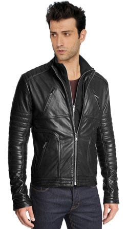 Leather Biker Jacket with Stitched Detailing