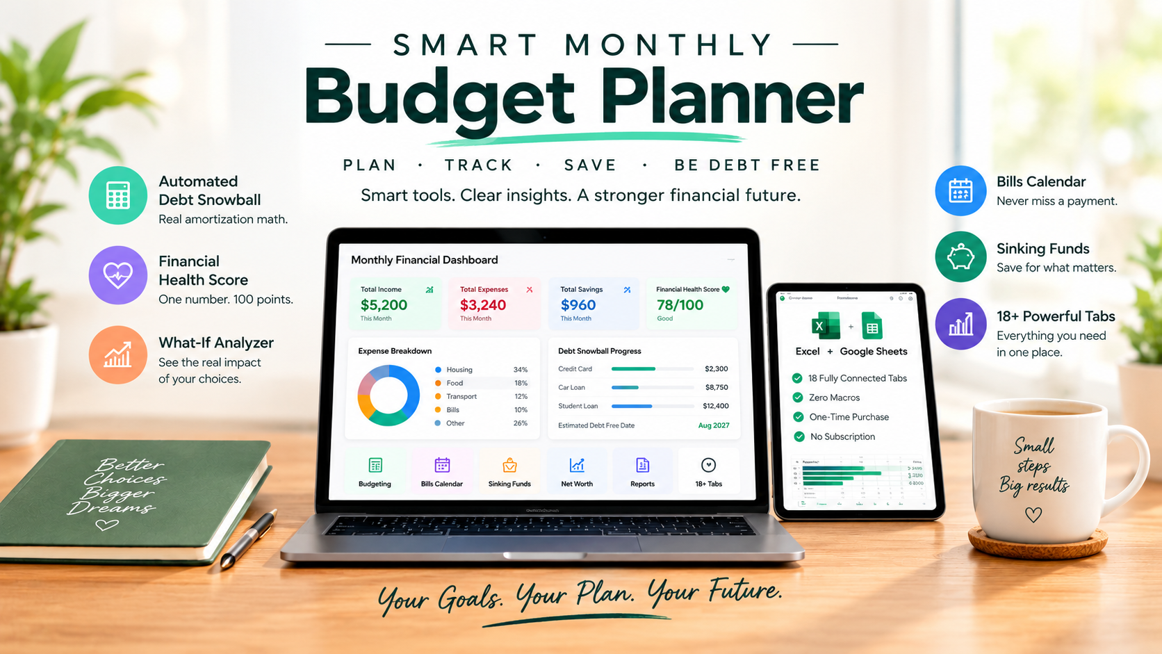 Smart Monthly Budget Planner (Excel & Google Sheets)