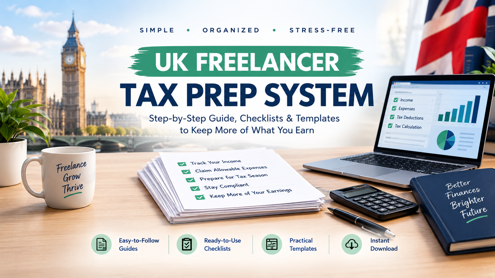 UK Freelancer Tax Prep System - Bookkeeping, VAT Tracker & Accountant Reports