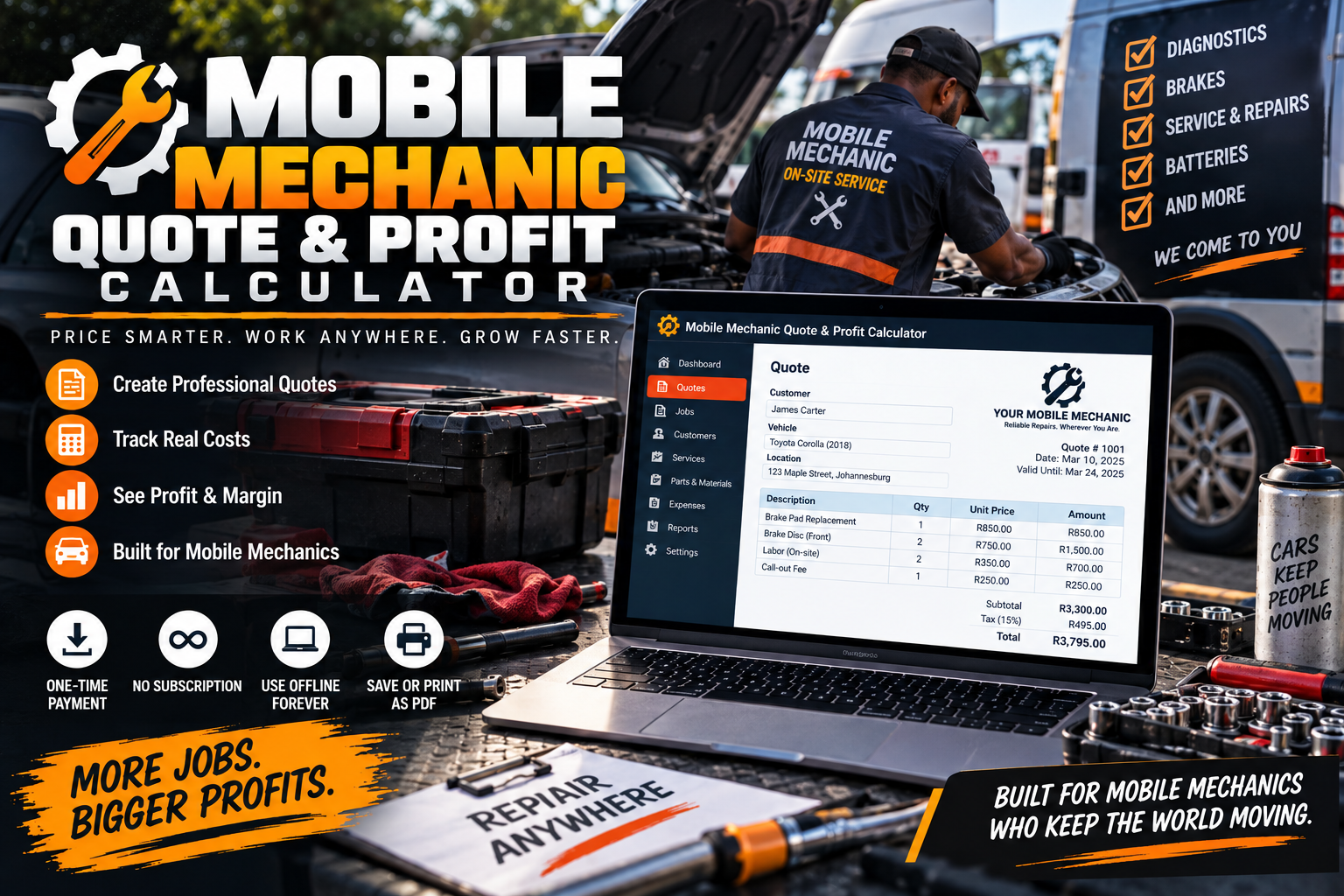 Mobile Mechanic Quote & Profit Calculator