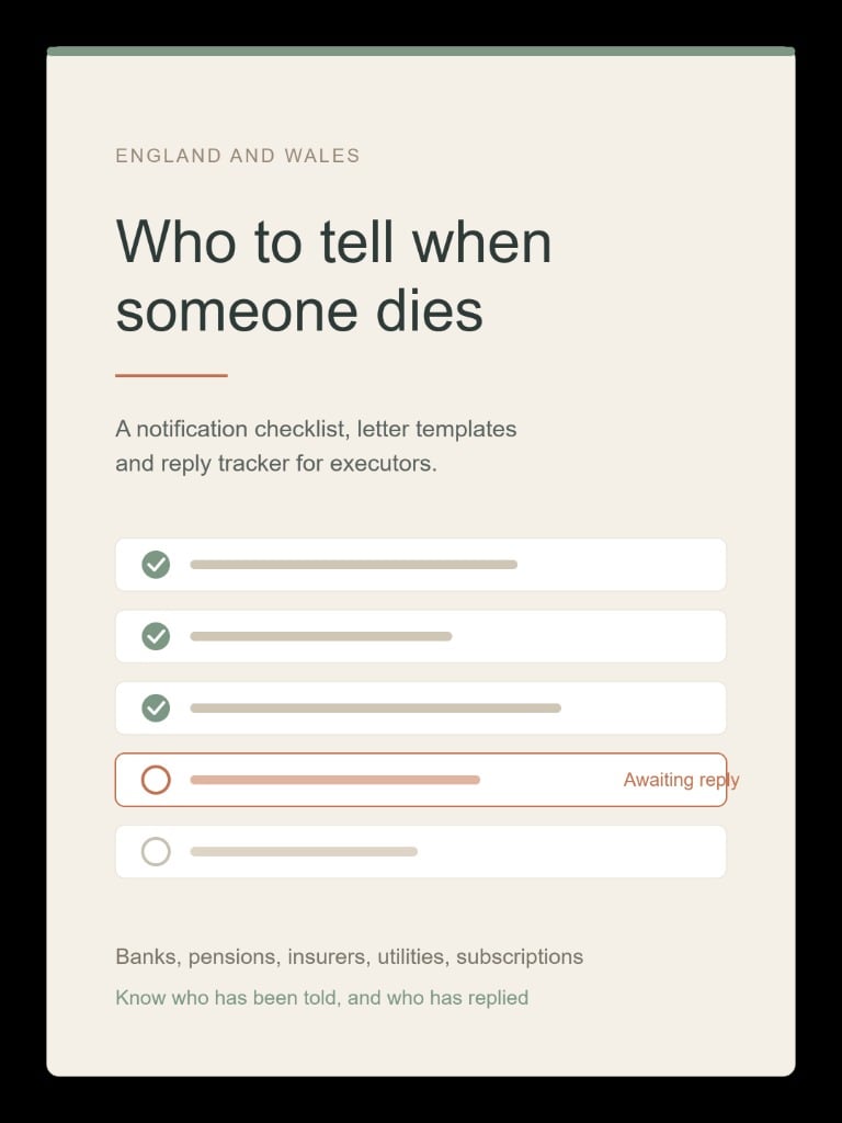 Who to Tell When Someone Dies: The Executor's Notification Kit