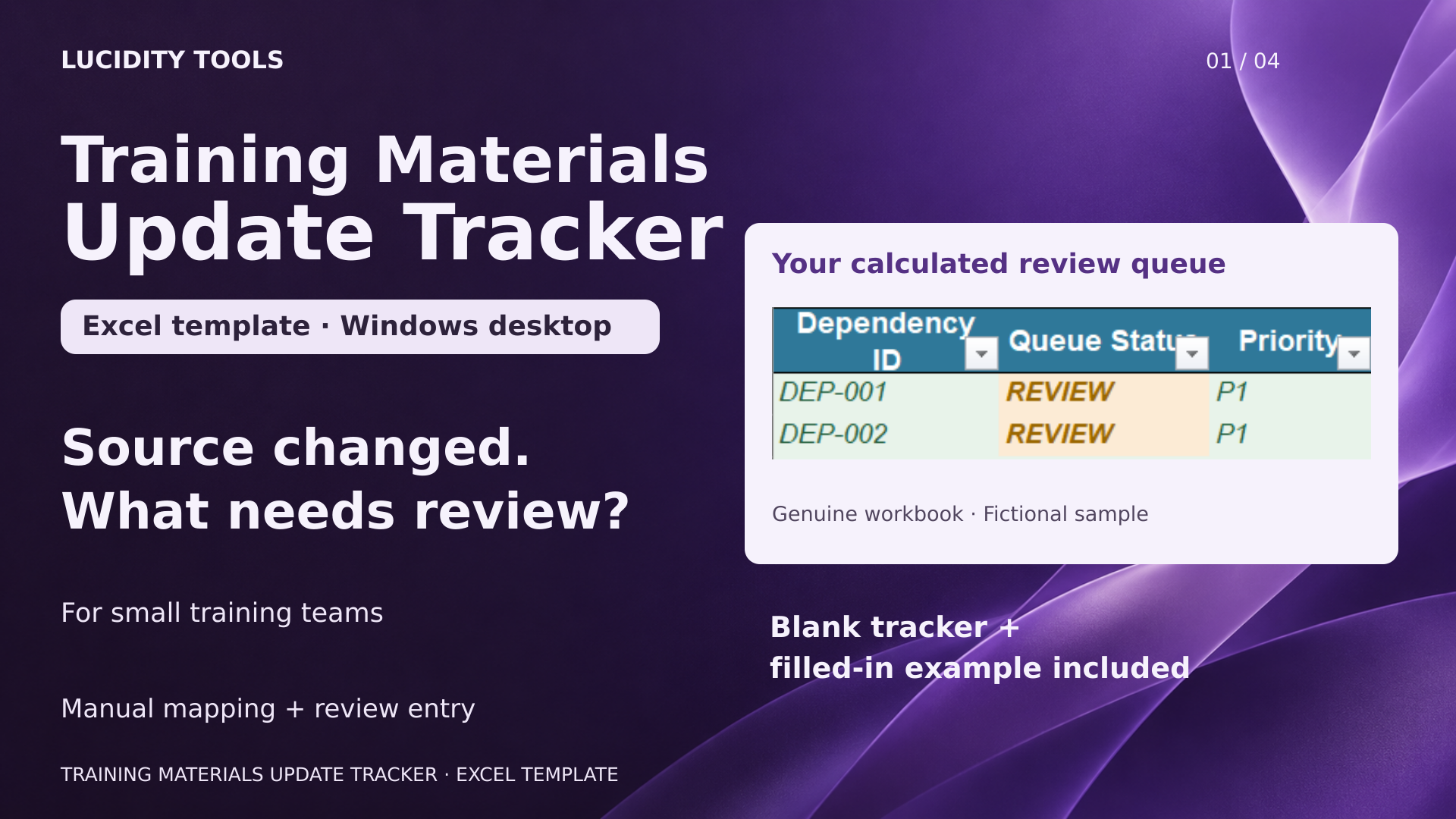 Training Materials Update Tracker — Excel Template