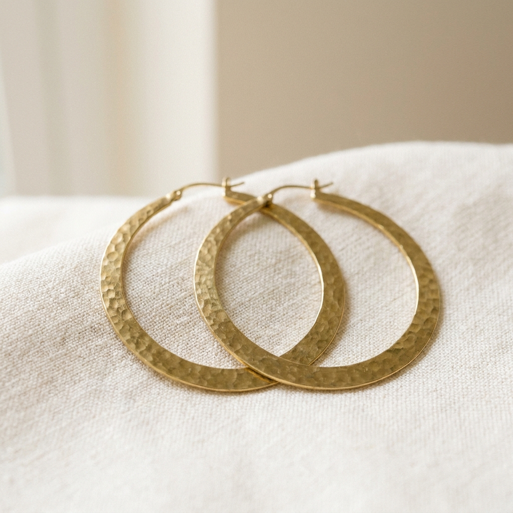 Hammered Brass Hoops