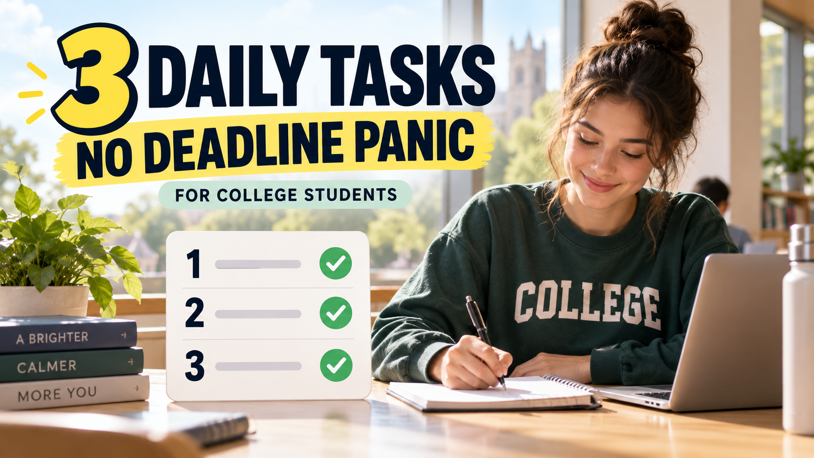 College Students Completing Three Daily Study Tasks Without Deadline Panic