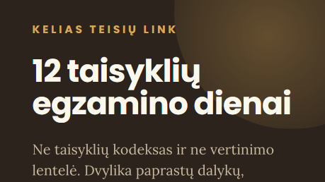 12 taisyklių egzamino dienai