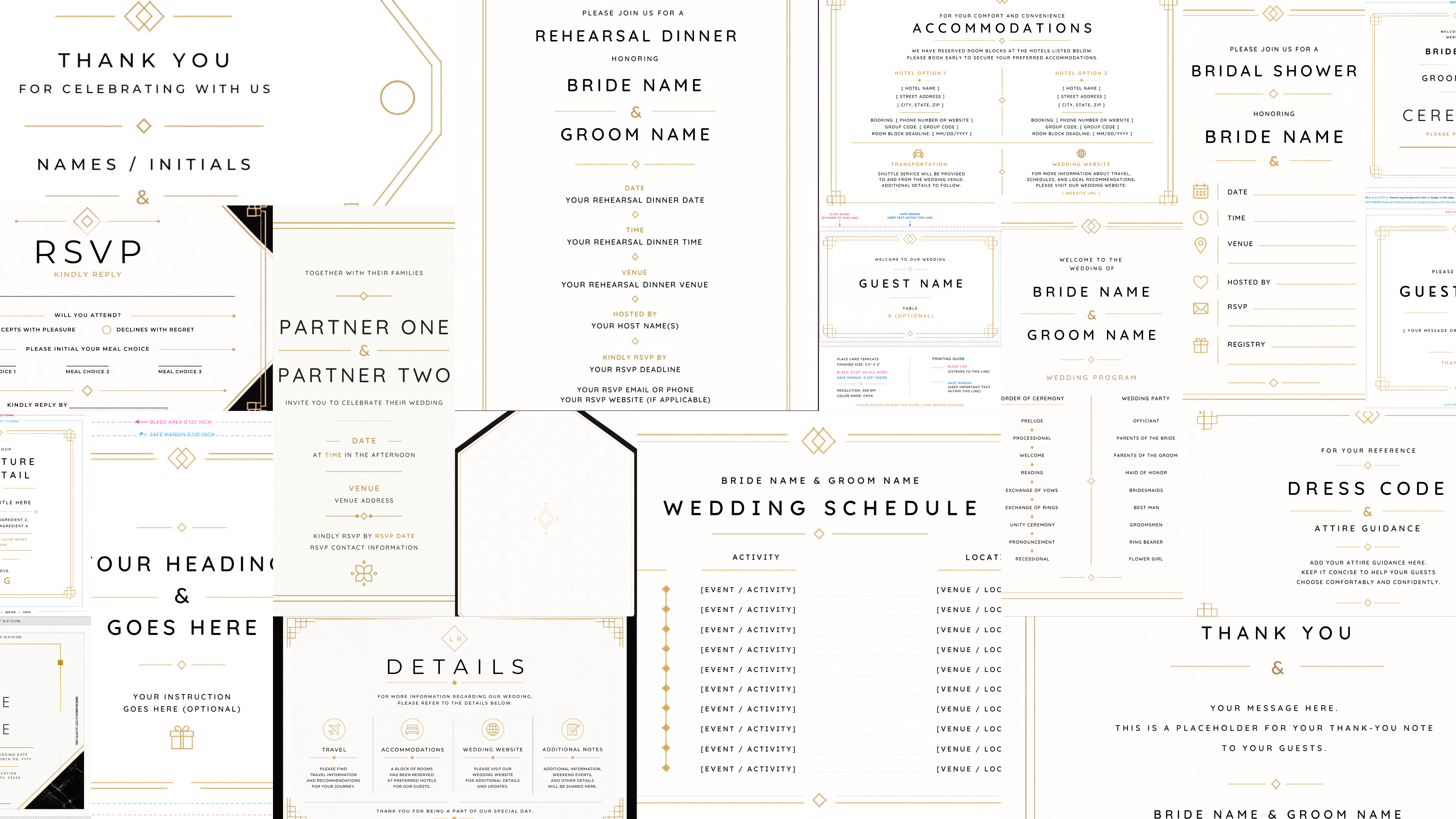 Modern Minimalist Wedding Suite (25 Editable Templates)