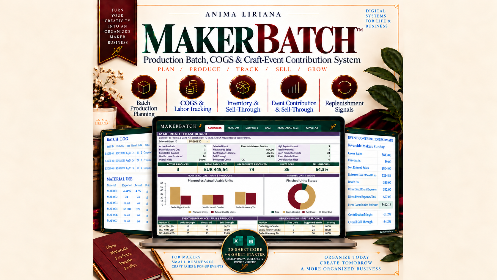 MAKERBATCH — Batch Cost, Inventory & Craft Fair Spreadsheet