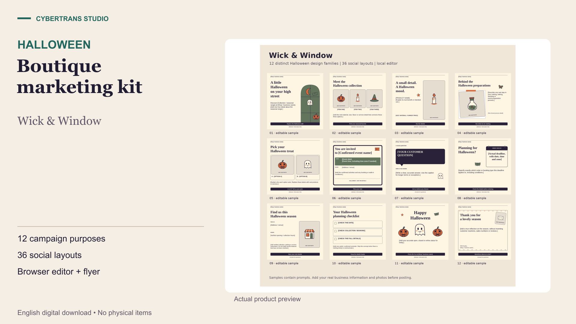 Wick & Window — Boutique Halloween Campaign Kit