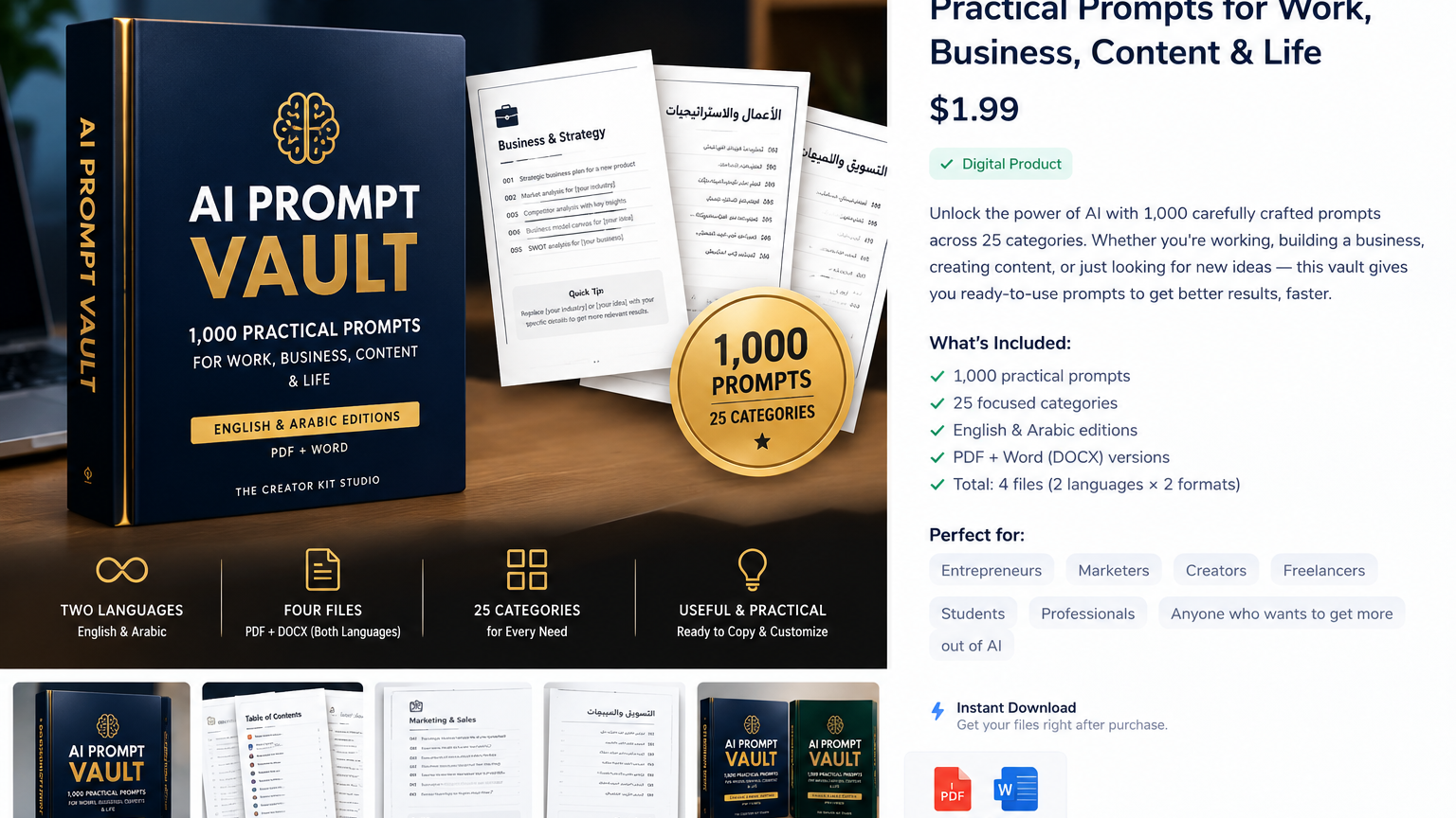 AI Prompt Vault — 1,000 Practical Prompts