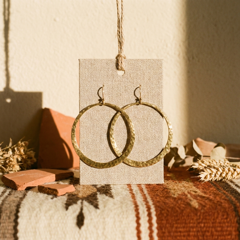 Hammered Brass Hoops