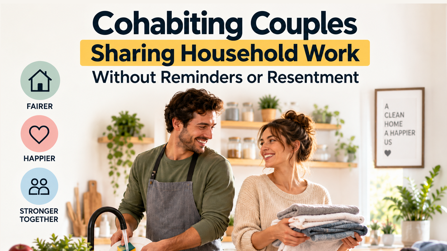 Cohabiting Couples Sharing Household Work Without Reminders or Resentment